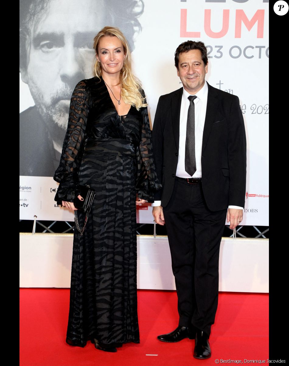 Laurent Gerra et sa femme Christelle Bardet - 14e édition du Festival Lumière 2022 à la Halle Tony Garnier à Lyon le 15 octobre 2022. © Domnique Jacovides / Bestimage