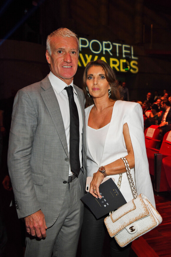 Didier Deschamps et sa femme Claude durant la soirée des Sportel Awards 2019 au Grimaldi Forum à Monaco le 22 octobre 2019. Les Sportel Awards visent à récompenser les plus belles images de sport de l'année dans le cadre du Sportel qui est un salon international du sport et des médias qui se déroule sur 3 jours en Principauté. © Bruno Bebert/Bestimage