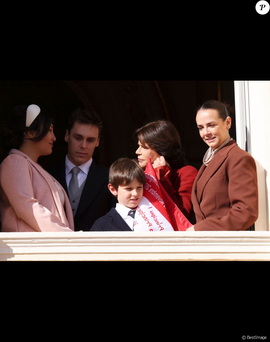 Louis Ducruet et sa femme Marie, Raphaël Elmaleh, La princesse Stéphanie de Monaco, Pauline Ducruet lors de la Fête Nationale de la principauté de Monaco, le 19 novembre 2022. © Claudia Albuquerque/Bestimage