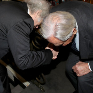 Exclusif - Franz-Olivier Giesbert et Bernard Magrez - Le propriétaire B.Magrez fête les 770 ans du Château Pape Clément au Pavillon Ledoyen à Paris, France, le 23 Novembre 2022. © Bertrand Rindoff / Bestimage 