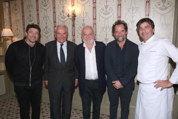 Exclusif - Patrick Bruel, Bernard Magrez, François Berléand, Stéphane De Groodt et le Chef Yannick Alleno au Pavillon Ledoyen à Paris, France. © Bertrand Rindoff / Bestimage 