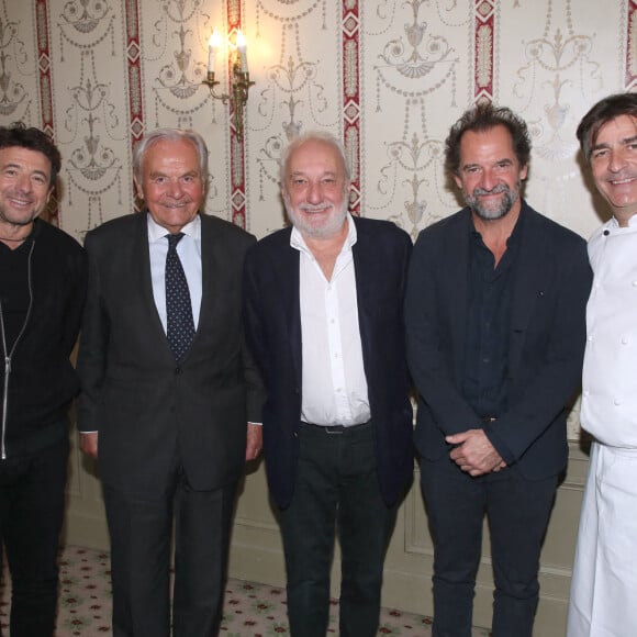 Exclusif - Patrick Bruel, Bernard Magrez, François Berléand, Stéphane De Groodt et le Chef Yannick Alleno au Pavillon Ledoyen à Paris, France. © Bertrand Rindoff / Bestimage 