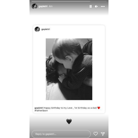 Photo que Gaëlle Pietri a republié en story Instagram à l'occasion de l'anniversaire du père de son fils, Gaspard Ulliel