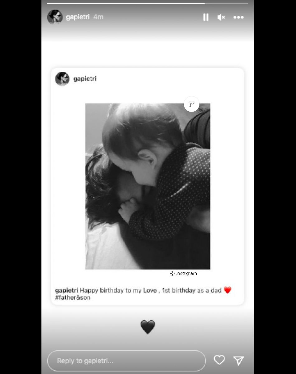 Photo que Gaëlle Pietri a republié en story Instagram à l'occasion de l'anniversaire du père de son fils, Gaspard Ulliel