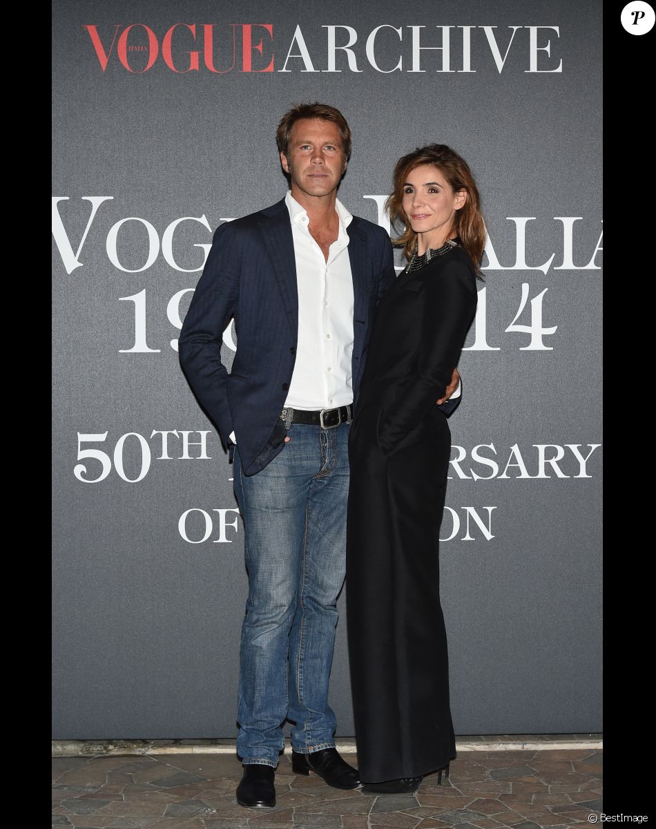 Le prince Emmanuel Philibert de Savoie et Clotilde Courau (princesse de Savoie) - Photocall de la soirée "Vogue 50 Archive" à Milan. Le 21 septembre 2014