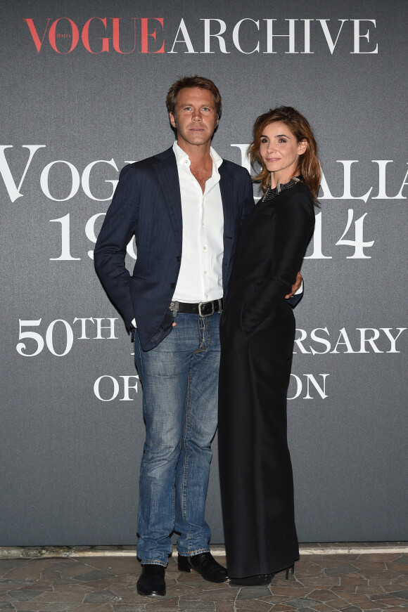Le prince Emmanuel Philibert de Savoie et Clotilde Courau (princesse de Savoie) - Photocall de la soirée "Vogue 50 Archive" à Milan. Le 21 septembre 2014.