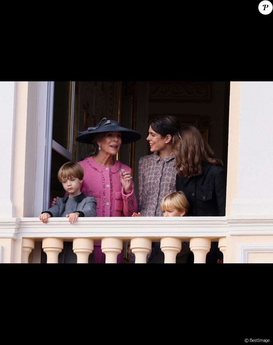 La princesse Caroline de Hanovre, Charlotte Casiraghi, La princesse Alexandra de Hanovre, Stefano et Francesco Casiraghi lors de la Fête Nationale de la principauté de Monaco, le 19 novembre 2022. © Claudia Albuquerque/Bestimage