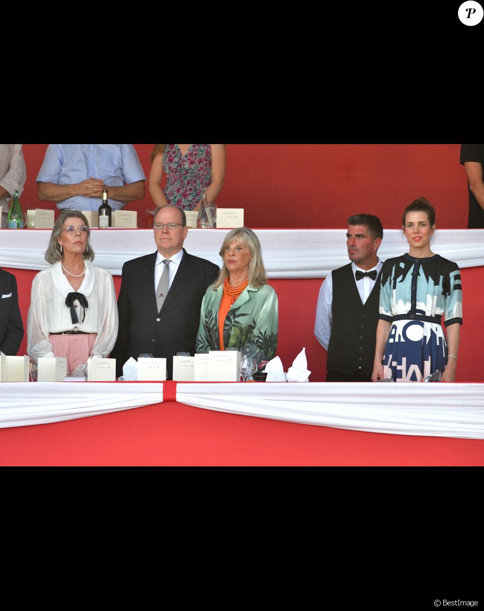 La princesse Caroline de Hanovre, le prince Albert II de Monaco, et Charlotte Casiraghi durant le Jumping International de Monaco, 16eme édition du Longines Global Champions Tour, le 2 juillet 2022. © Bruno Bebert / Bestimage