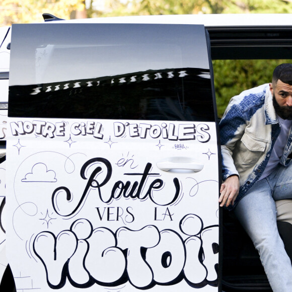 Karim Benzema - Arrivée des joueurs de l'équipe de France à Clairefontaine, le 14 novembre 2022.