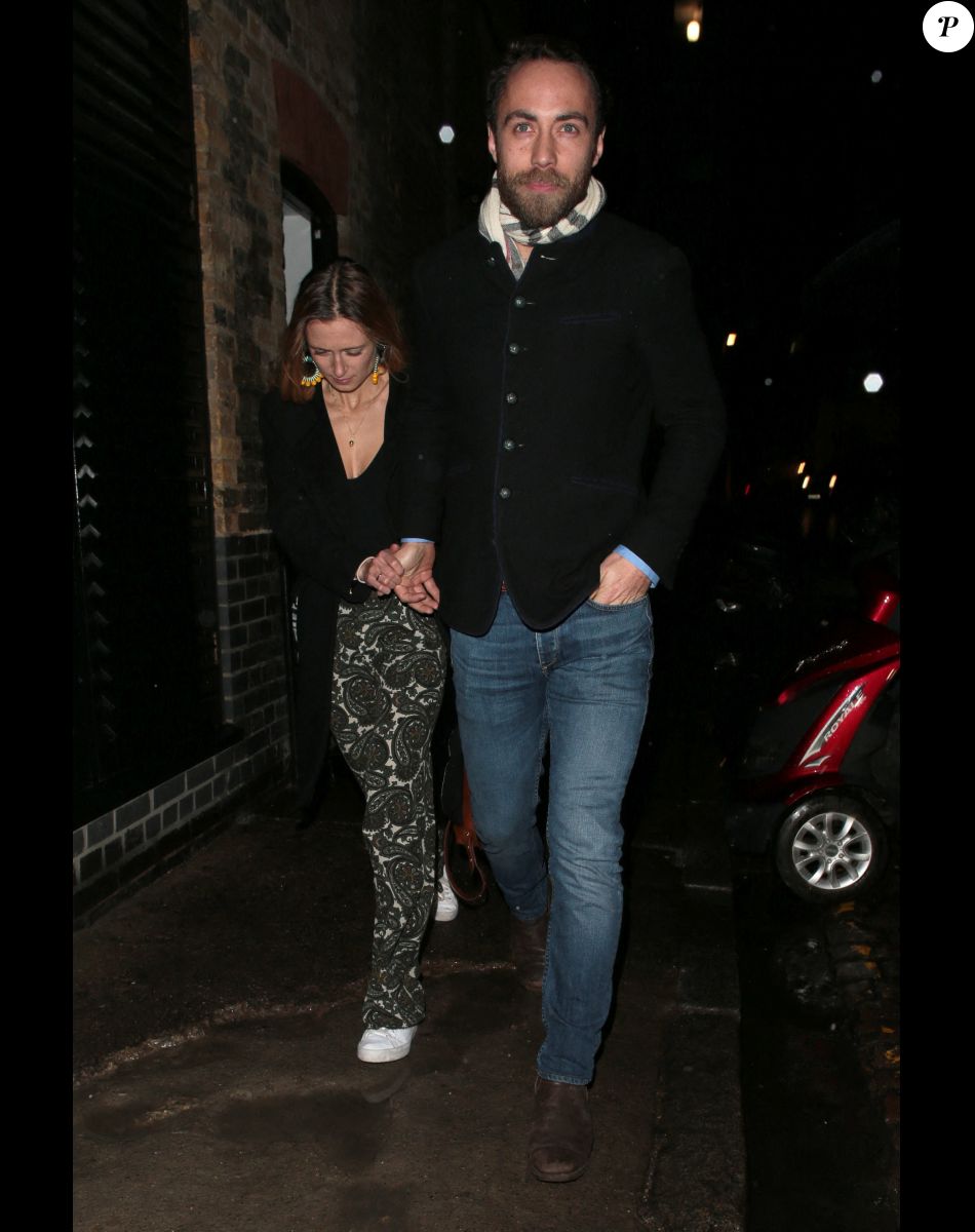 James Middleton et Alizee Thevenet quittent la fête de fiançailles de la princesse Beatrice et d'Edoardo Mapelli Mozzi en 2019. Photo by Hewitt/Splash NewsABACAPRESS.COM