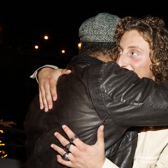 Exclusif - Joalukas Noah avec son père Yannick Noah lors de la soirée d'anniversaire de Joalukas Noah, fils de Yannick Noah et Isabelle Camus, pour ses 18 ans à Paris le 10 juin 2022. © Cyril Moreau / Bestimage 