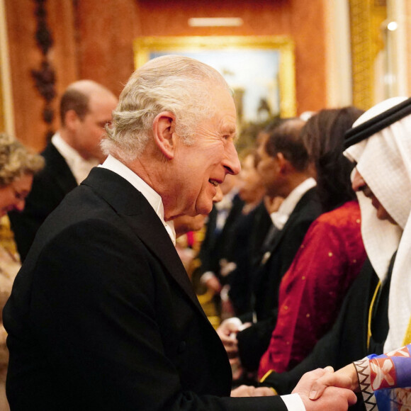 Le roi Charles III d'Angleterre, - La famille royale d'Angleterre lors de la réception des corps diplômatiques au palais de Buckingham à Londres le 6 décembre 2022. 