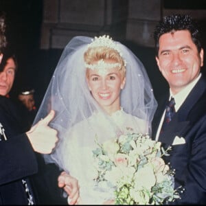 Archives - Pierre Palmade avec Claudia et Jean-Marie Bigard, le jour de leur mariage.