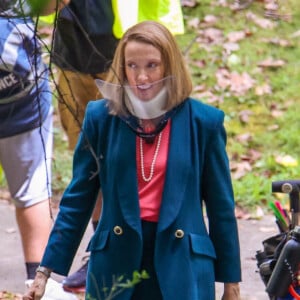 Exclusif - Toni Collette sur le tournage de la série "The Staircase" à Atlanta, le 10 juin 2021.