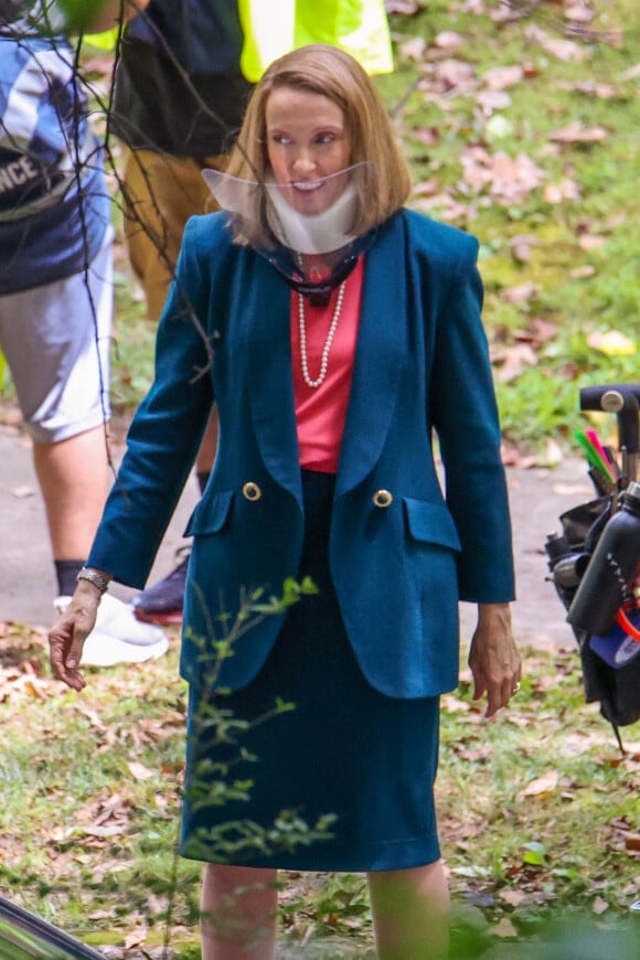 Exclusif - Toni Collette sur le tournage de la série "The Staircase" à Atlanta, le 10 juin 2021.