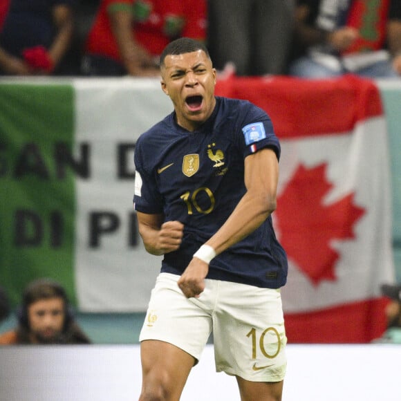 Kylian Mbappé - Match de demi-finale "France - Maroc" lors de la Coupe du Monde 2022 au Qatar (FIFA World Cup Qatar 2022), le 14 décembre 2022. © JB Autissier / Panoramic / Bestimage