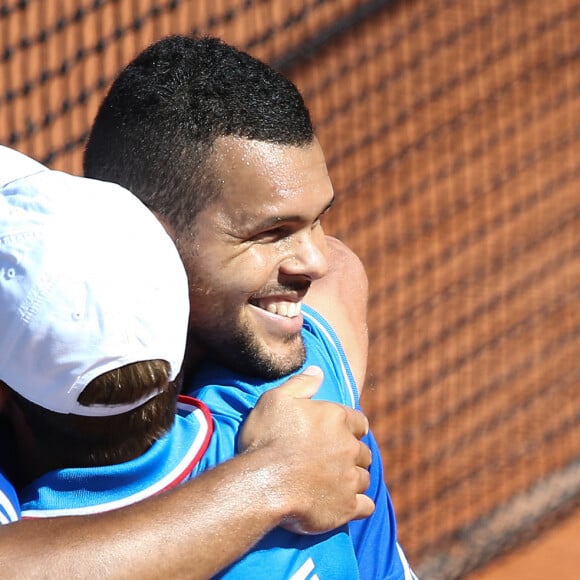 Jo-Wilfried Tsonga et Arnaud Clément - Demi-finale de la Coupe Davis à Roland Garros. Le 12 septembre 2014