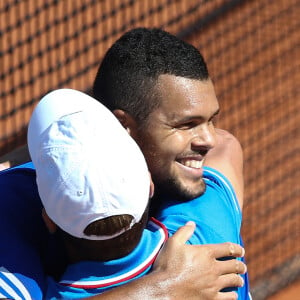 Jo-Wilfried Tsonga et Arnaud Clément - Demi-finale de la Coupe Davis à Roland Garros. Le 12 septembre 2014
