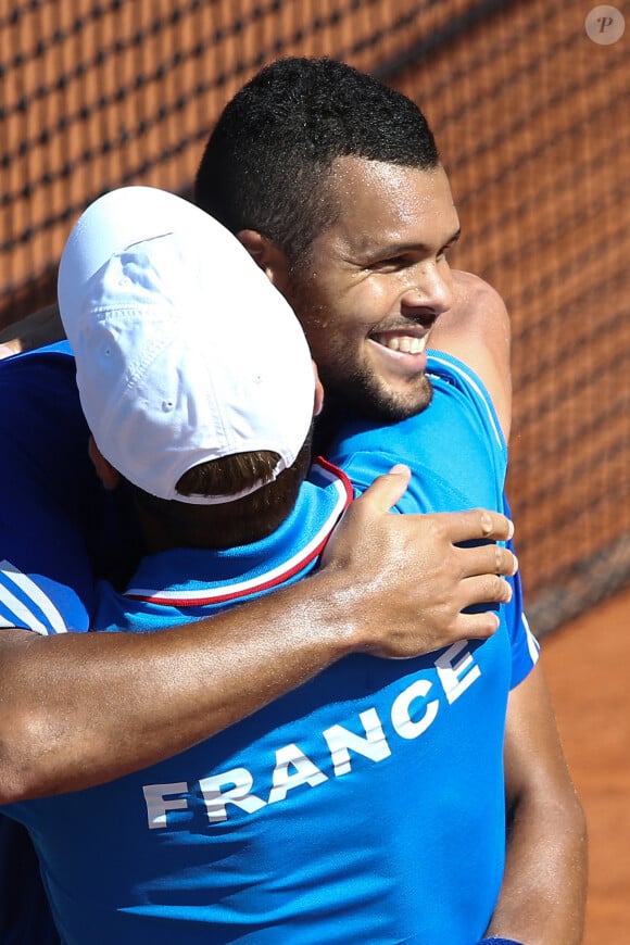 Jo-Wilfried Tsonga et Arnaud Clément - Demi-finale de la Coupe Davis à Roland Garros. Le 12 septembre 2014