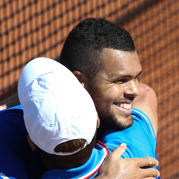 Jo-Wilfried Tsonga et Arnaud Clément - Demi-finale de la Coupe Davis à Roland Garros. Le 12 septembre 2014