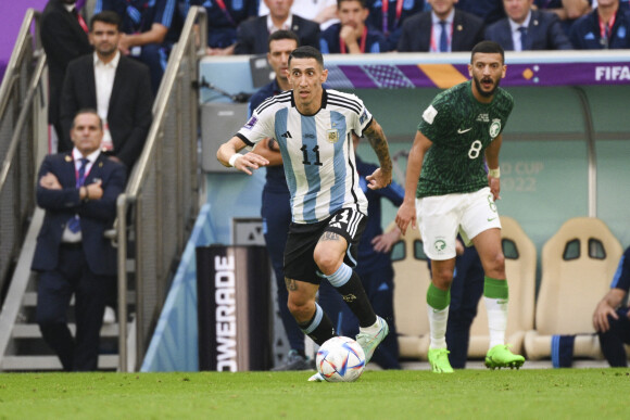 Angel Di Maria - Match de football du groupe C entre l'Argentine contre l'Arabie Saoudite (1-2) lors de la coupe du Monde à Doha au Qatar le 22 novembre 2022.