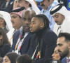 Teddy Riner - Christophe Nkunku et Stephanie Frappart dans les tribunes du match "France - Argentine (3-3 - tab 2-4)" en finale de la Coupe du Monde 2022 au Qatar, le 18 décembre 2022.