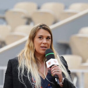 Marion Bartoli, enceinte, lors du premier tour des internationaux de tennis de Roland Garros à Paris le 28 septembre 2020. © Dominique Jacovides / Bestimage