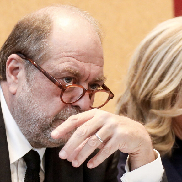 La Première dame, Brigitte Macron et Eric Dupond-Moretti, garde des Sceaux, ministre de la Justice, se rendent au Tribunal judiciaire d'Orléans pour présenter les annonces en matière d'accompagnement des mineurs victimes tout au long du processus judiciaire, le 20 décembre 2022 à Orléans © Stéphane Lemouton/Bestimage