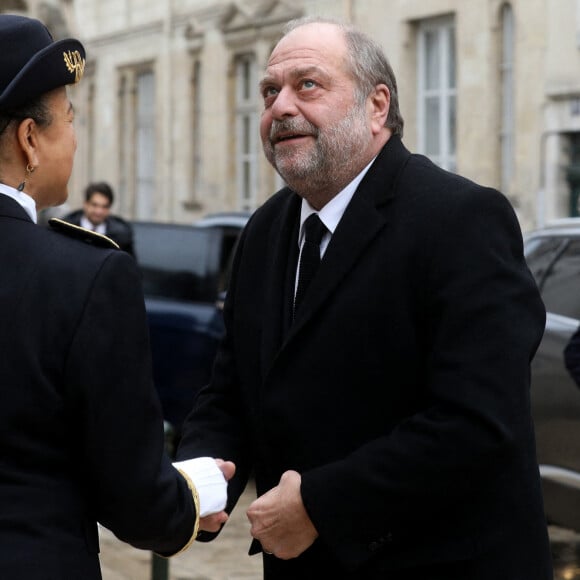 Eric Dupond-Moretti, garde des Sceaux, ministre de la Justice, se rend au Tribunal judiciaire d'Orléans pour présenter les annonces en matière d'accompagnement des mineurs victimes tout au long du processus judiciaire, le 20 décembre 2022 à Orléans © Stéphane Lemouton/Bestimage