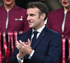 Le président Emmanuel Macron lors de la finale " Argentine - France " de la Coupe du Monde au Qatar. © Philippe Perusseau / Bestimage 