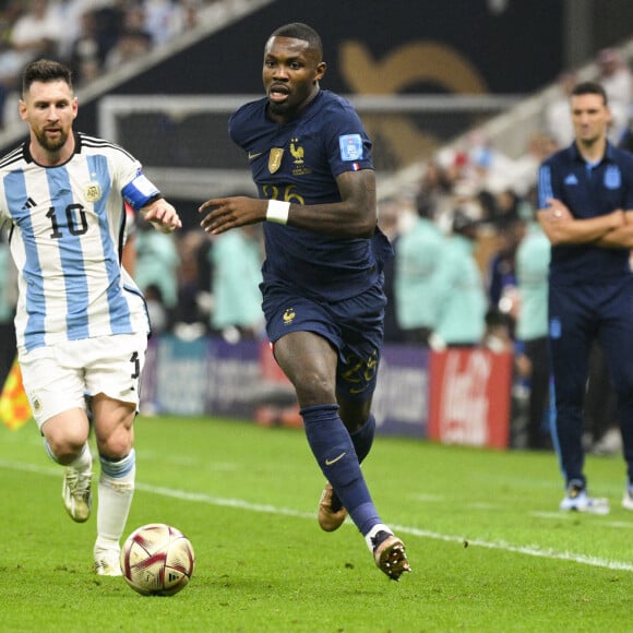 THURAM Marcus (FRA) vs MESSI Lionel (Leo) (ARG) - Match "France - Argentine (3-3 - tab 2-4)" en finale de la Coupe du Monde 2022 au Qatar, le 18 décembre 2022. 