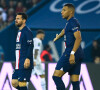 Kylian Mbappé et Lionel Messi - Match de Ligue 1 Uber Eats "PSG -OM" (1-0) au Parc des Princes à Paris le 16 octobre 2022.