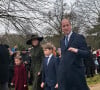 Le prince William, prince de Galles, et Catherine (Kate) Middleton, princesse de Galles, Le prince George de Galles, La princesse Charlotte de Galles - La famille royale d'Angleterre au premier service de Noël à Sandringham depuis le décès de la reine Elizabeth II le 25 décembre 2022. 