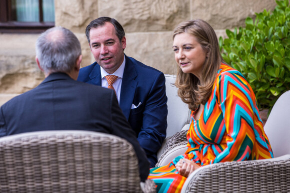 Le prince Guillaume et la princesse Stéphanie - La famille grand-ducale du Luxembourg lors de la "Second Garden Party 2022" au château de Berg à Colmar-Berg 