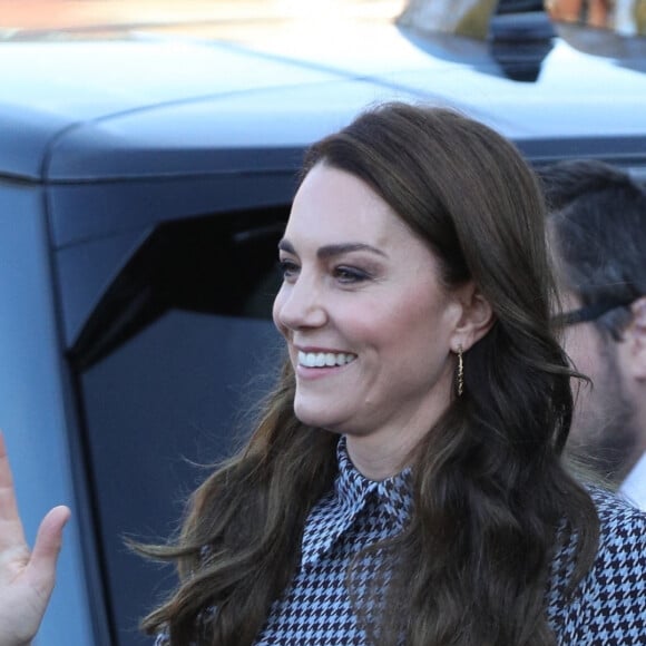 Catherine (Kate) Middleton, princesse de Galles, arrive pour visiter le Centre sur l'enfant en développement de l'Université Harvard de Cambridge à Boston, Massachusetts, Etats-Unis, le 2 décembre 2022. 