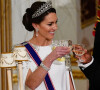 Catherine (Kate) Middleton, princesse de Galles ( porte le diadème "Lover's Knot", le préféré de Diana), Cyril Ramaphosa, président de l'Afrique du Sud - Banquet d'Etat organisé au palais de Buckingham, à Londres, pendant la visite d'Etat du président sud-africain au Royaume-Uni 