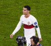 Les larmes de Cristiano Ronaldo après la défaite de l'équipe du Portugal face au Maroc (1-0) en quarts de finale de la Coupe du Monde 2022 au Qatar (FIFA World Cup Qatar 2022), le 10 décembre 2022. 