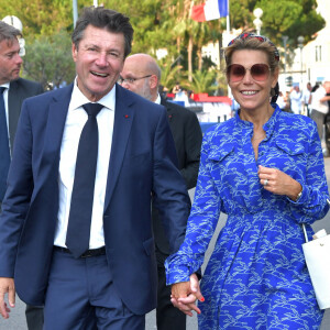 Christian Estrosi, le maire de Nice, et sa femme Laura Tenoudji Estrosi durant le défilé républician du 14 juillet 2022 sur la Promenade des Anglais à Nice, France. © Bruno Bebert/Bestimage
