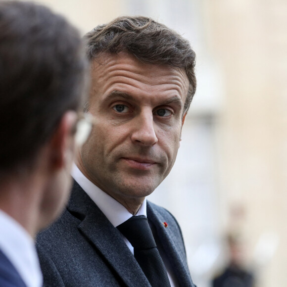 Le président de la République française, Emmanuel Macron reçoit le Premier ministre du Royaume de Suède, Ulf Kristersson, à l'occasion d'un déjeuner de travail au Palais de l'Elysée, à Paris, France, le 3 janvier 2023. © Stéphane Lemouton/Bestimage