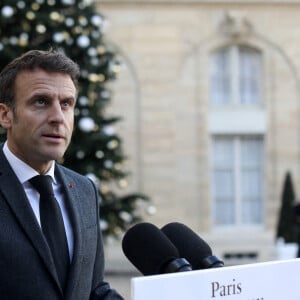 Le président de la République française, Emmanuel Macron reçoit le Premier ministre du Royaume de Suède, à l'occasion d'un déjeuner de travail au Palais de l'Elysée à Paris, France, le 3 janvier 2023. © Stéphane Lemouton/Bestimage