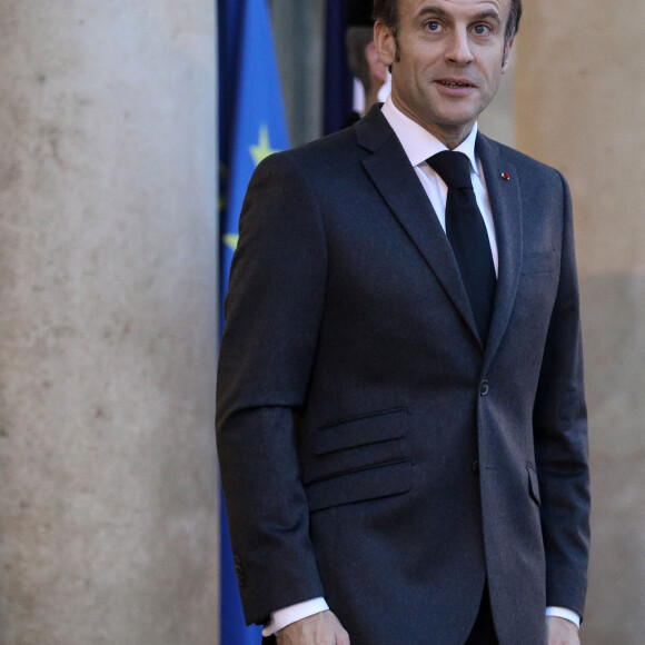 Le président Emmanuel Macron reçoit le premier ministre de l'Ukraine Denys Chmyhal au palais de l'Elysée à Paris le 13 décembre 2022. © Stéphane Lemouton / Bestimage