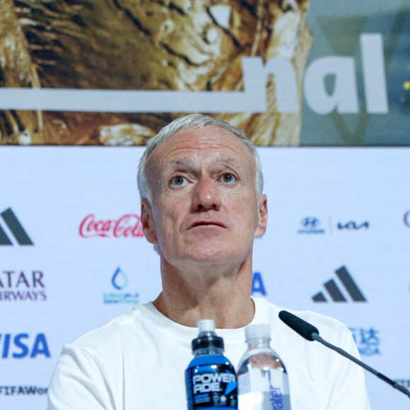 Didier Deschamps lors de la conférence de presse avant la finale France / Argentine lors de la coupe du monde FIFA Qatar 2022 à Doha le 17 décembre 2022. © William Volcov/ZUMA Press Wire / Bestimage 