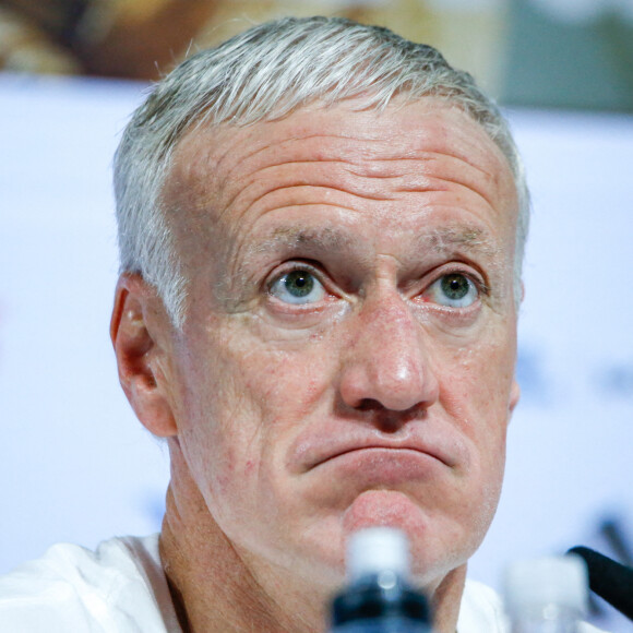 Didier Deschamps lors de la conférence de presse avant la finale France / Argentine lors de la coupe du monde FIFA Qatar à Doha. © William Volcov/ZUMA Press Wire / Bestimage 