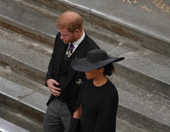 Le prince Harry et Meghan Markle - Service funéraire à l'Abbaye de Westminster pour les funérailles d'Etat de la reine Elizabeth II d'Angleterre. Londres, le 19 septembre 2022. © Gareth Fuller / Bestimage