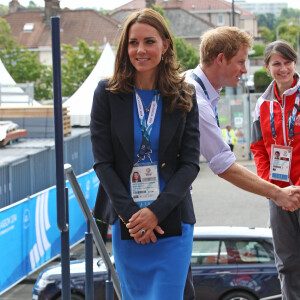 Catherine Kate Middleton et le prince Harry - Le prince Harry, le prince William, le duc de Cambridge et Catherine Kate Middleton, la duchesse de Cambridge vont voir des épreuves d'athlétisme au stade Hampden Park lors des XXèmes Jeux du Commonwealth à Glasgow, le 29 juillet 2014. 