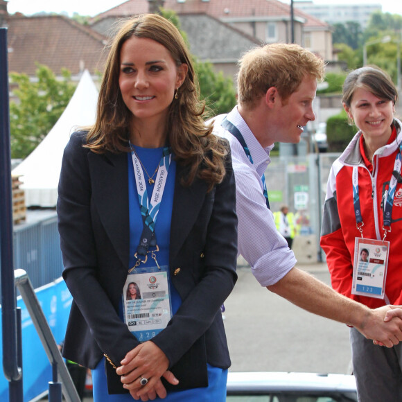 Catherine Kate Middleton et le prince Harry - Le prince Harry, le prince William, le duc de Cambridge et Catherine Kate Middleton, la duchesse de Cambridge vont voir des épreuves d'athlétisme au stade Hampden Park lors des XXèmes Jeux du Commonwealth à Glasgow, le 29 juillet 2014. 