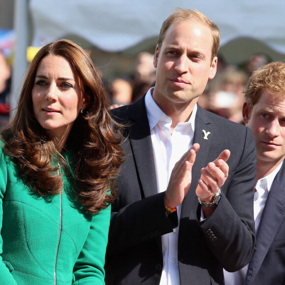 Catherine Kate Middleton (la duchesse de Cambridge)et les princes William et Harry à l' arrivée de la première étape du tour de France a Harrogate en Angleterre Le 05 Juillet 2014 