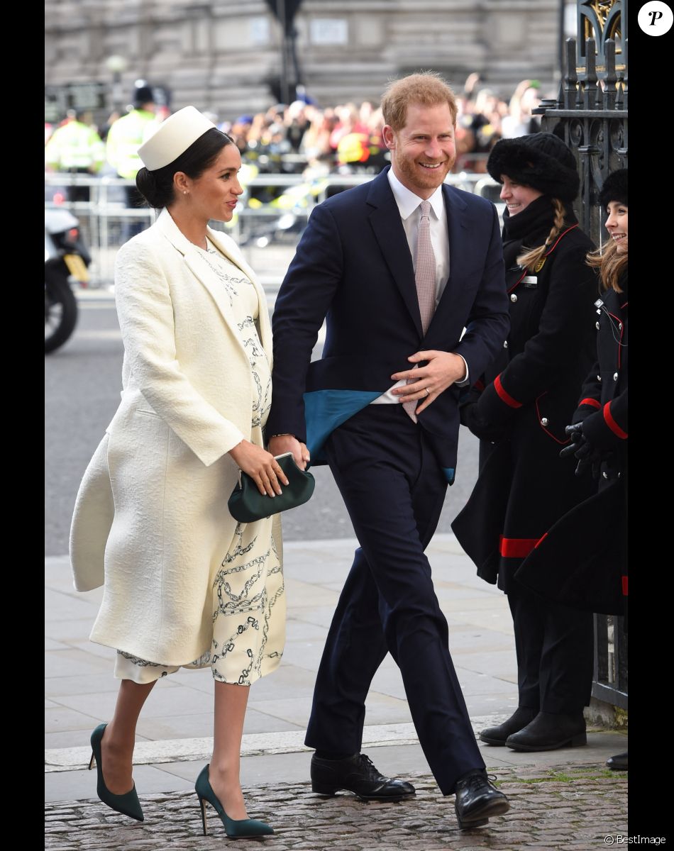 Le prince Harry, duc de Sussex, Meghan Markle, enceinte, duchesse de Sussex - Arrivées des participants à la messe en l'honneur de la journée du Commonwealth à l'abbaye de Westminster à Londres le 11 mars 2019.