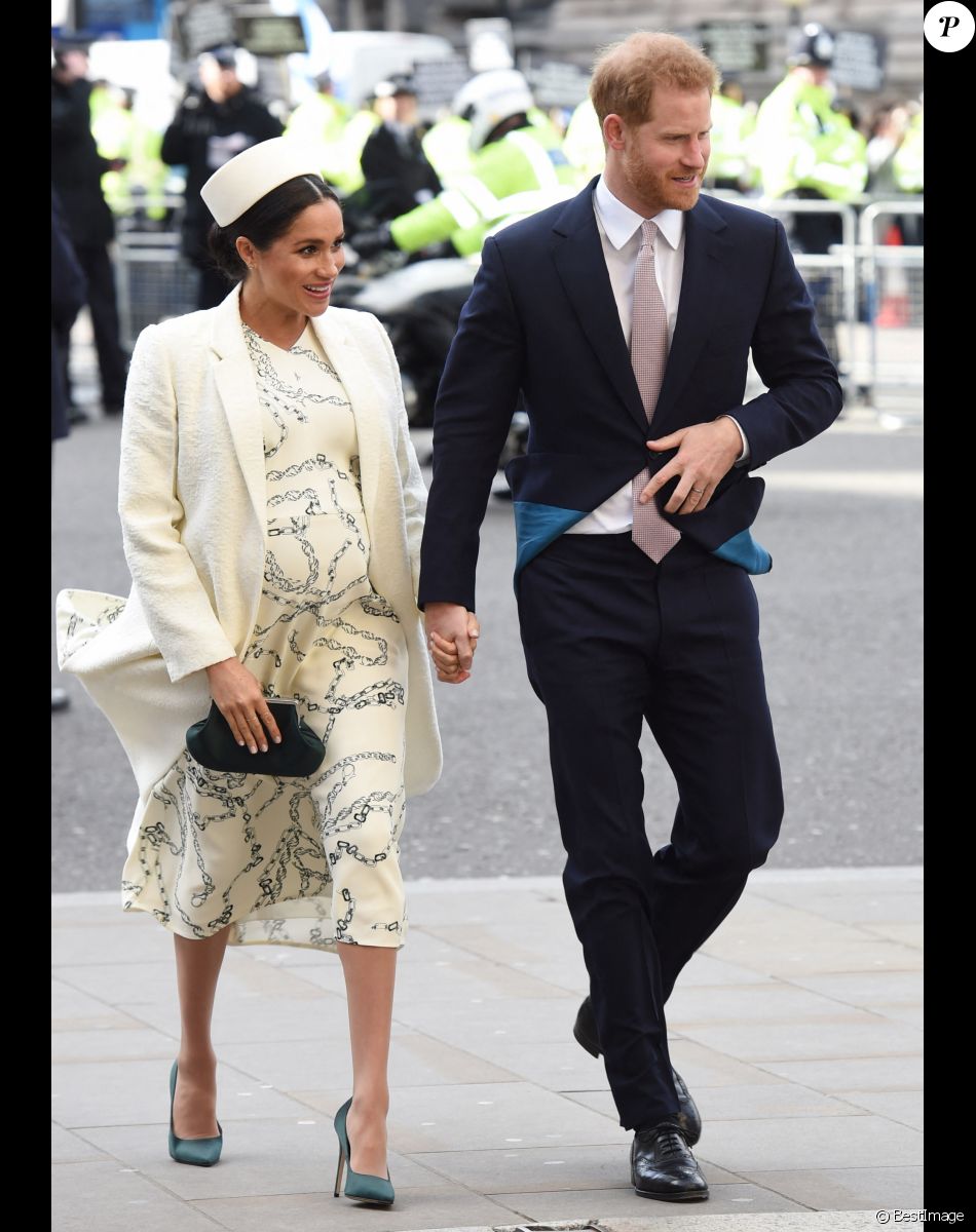 Le prince Harry, duc de Sussex, Meghan Markle, enceinte, duchesse de Sussex - Arrivées des participants à la messe en l'honneur de la journée du Commonwealth à l'abbaye de Westminster à Londres le 11 mars 2019.