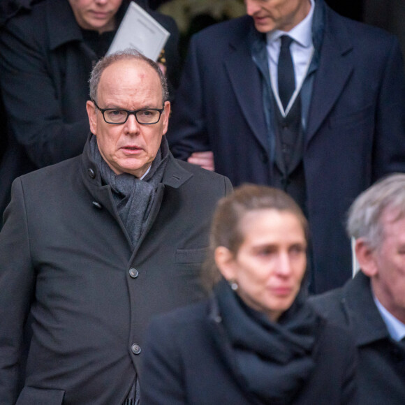 Le prince Albert II de Monaco - Service funéraire de Maximilien de Bade au château de Salem, Allemagne, le 13 janvier 2023. © Dana Press/Bestimage 